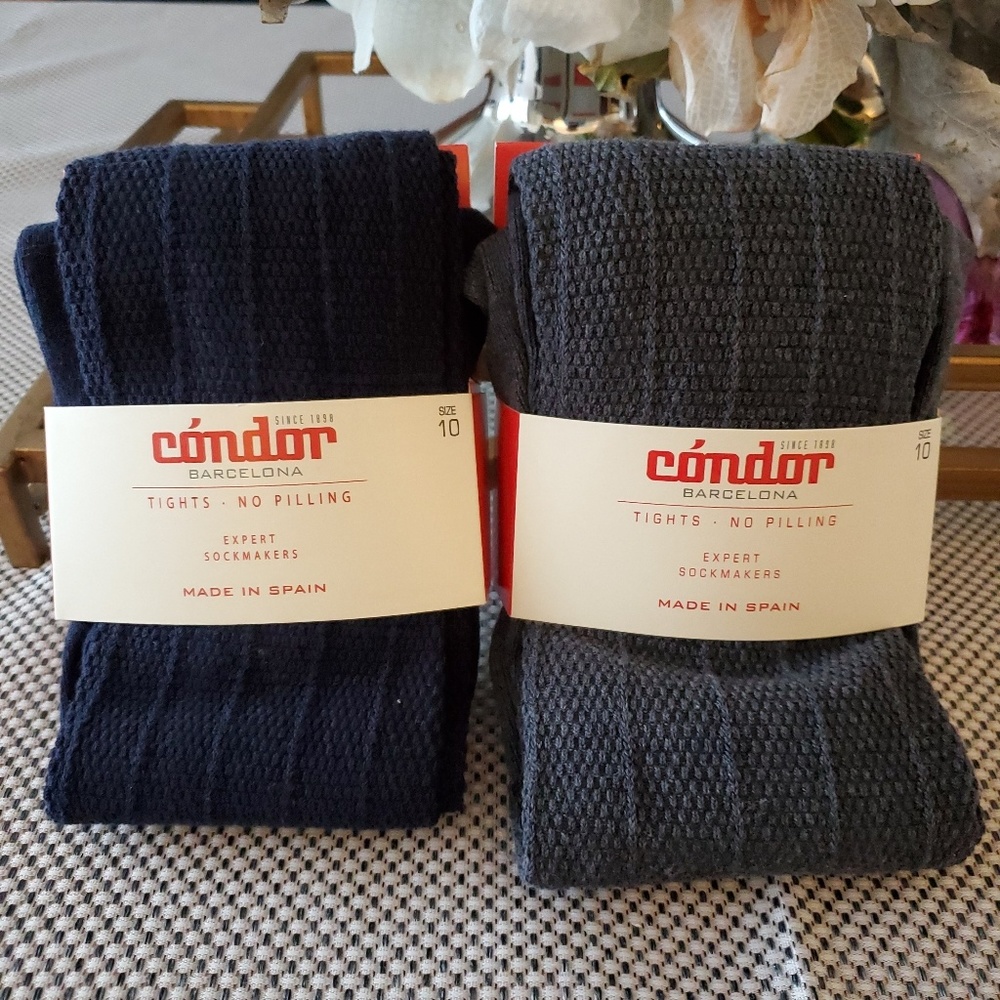 Condor Barcelona Tights Gray Navy Blue Size 10